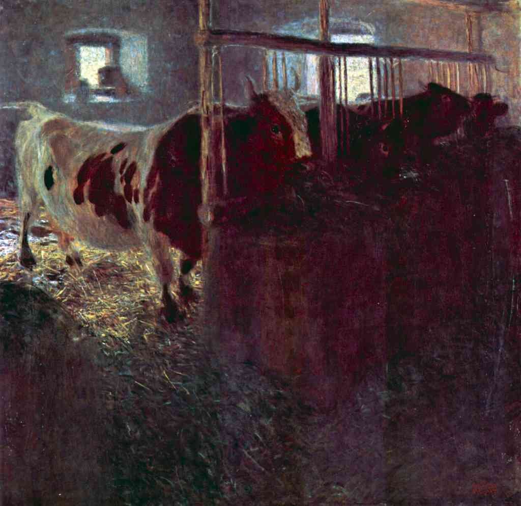 Cows In Stall Klimt A4 Photo Print