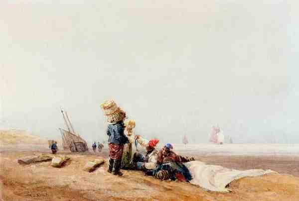 Cox David Fisherfolk On The Shore A4 Photo Print