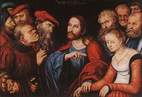 Cranach Lucas The Elder Christ And The Adulteress  A4 Photo Print