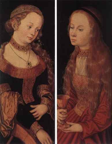 Cranach Lucas The Elder St Catherine Of Alexandria And St Barbara  A4 Photo Print