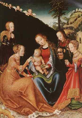 Cranach Lucas The Elder The Mystic Marriage Of St Catherine  A4 Photo Print