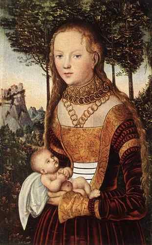Cranach Lucas The Elder Young Mother And Child  A4 Photo Print