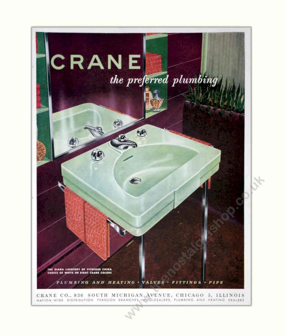 Crane Diana Plumbing Vintage Retro Advert Poster A4 Photo Print