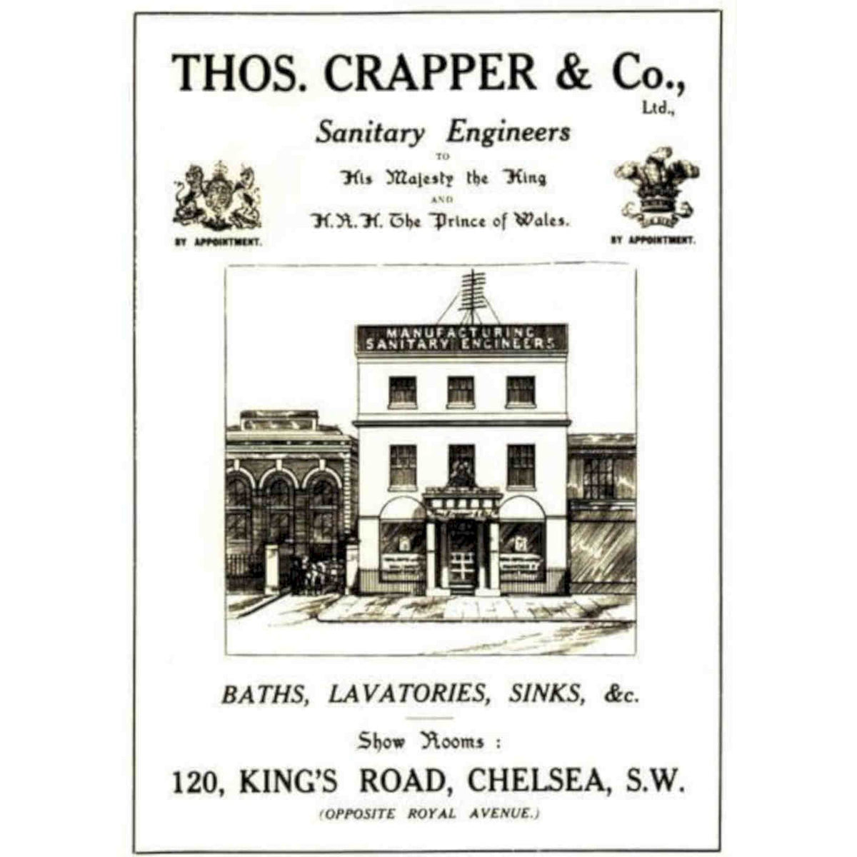 Crapper Kings Road Vintage Retro Advert Poster A4 Photo Print