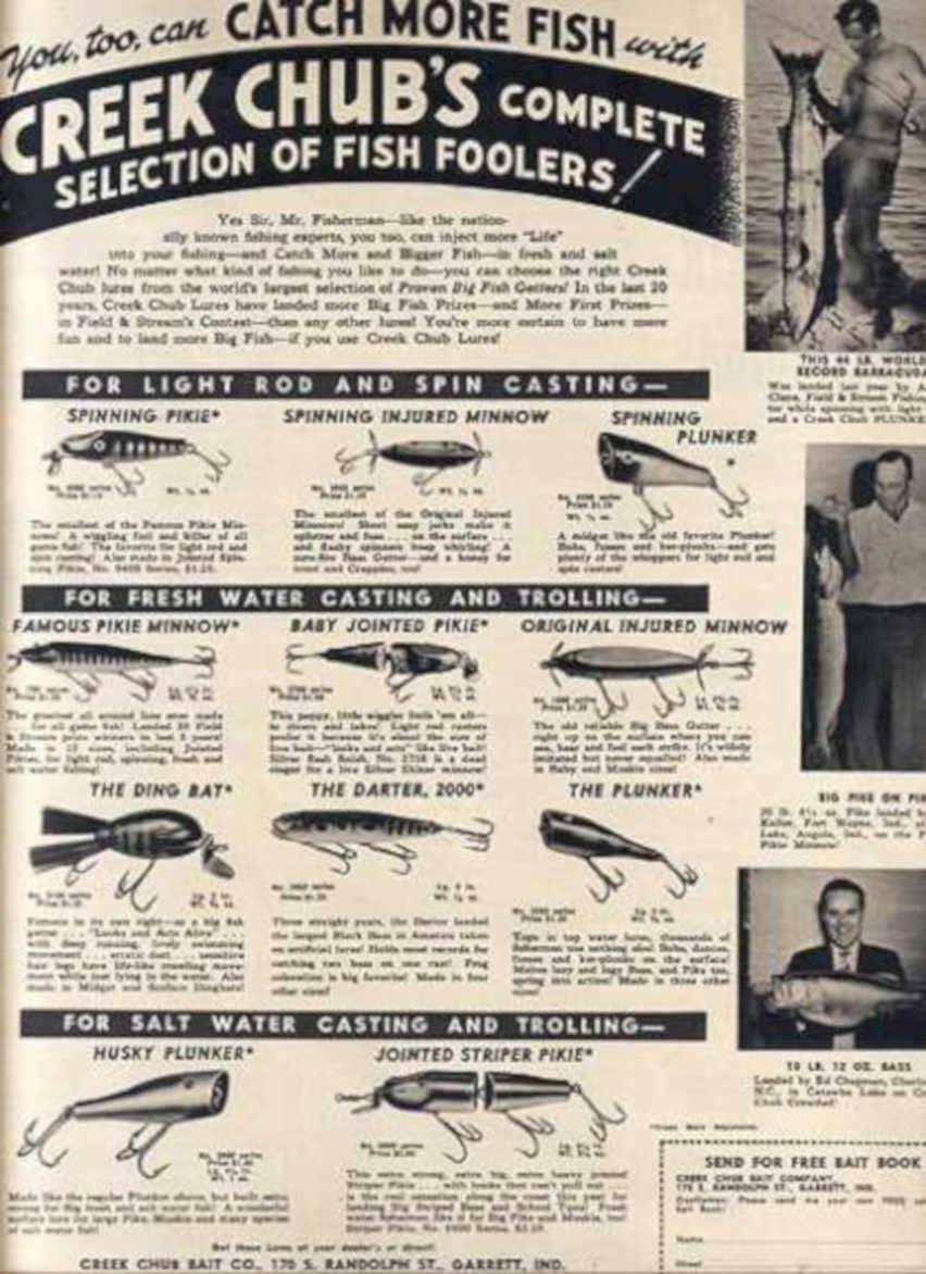Creek Chub Lures Vintage Retro Advert Ads A4 Photo Print