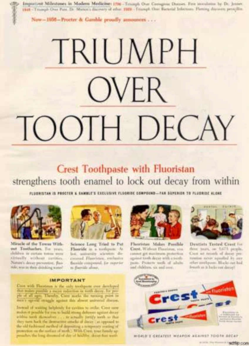 Crest Toothpaste 1950s Vintage Retro Advert Ads A4 Photo Print