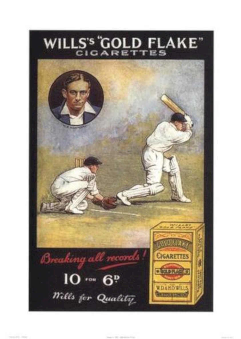 Cricket Gold Flake Vintage Retro Advert Ads A4 Photo Print