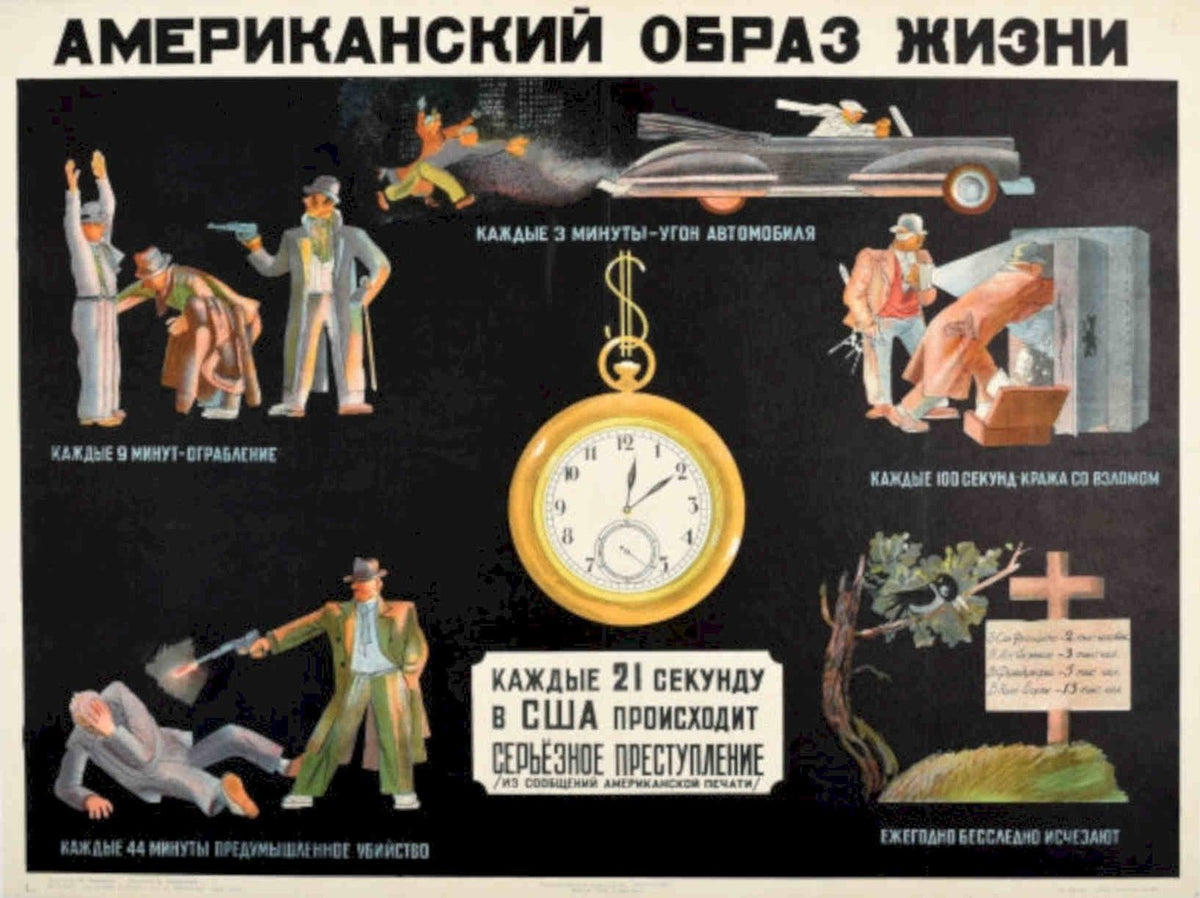 Crime Violence Clock Vintage Retro Advert Poster A4 Photo Print