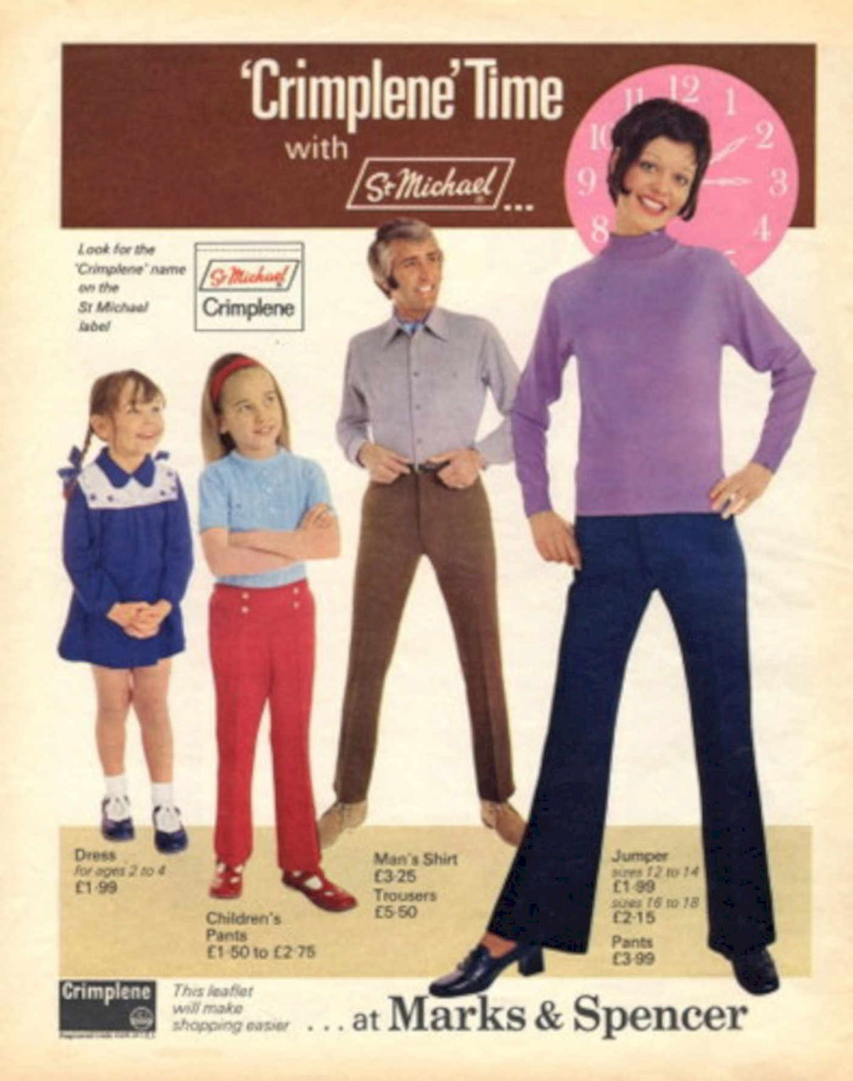 Crimplene Family Pattern 1970s Vintage Retro Advert