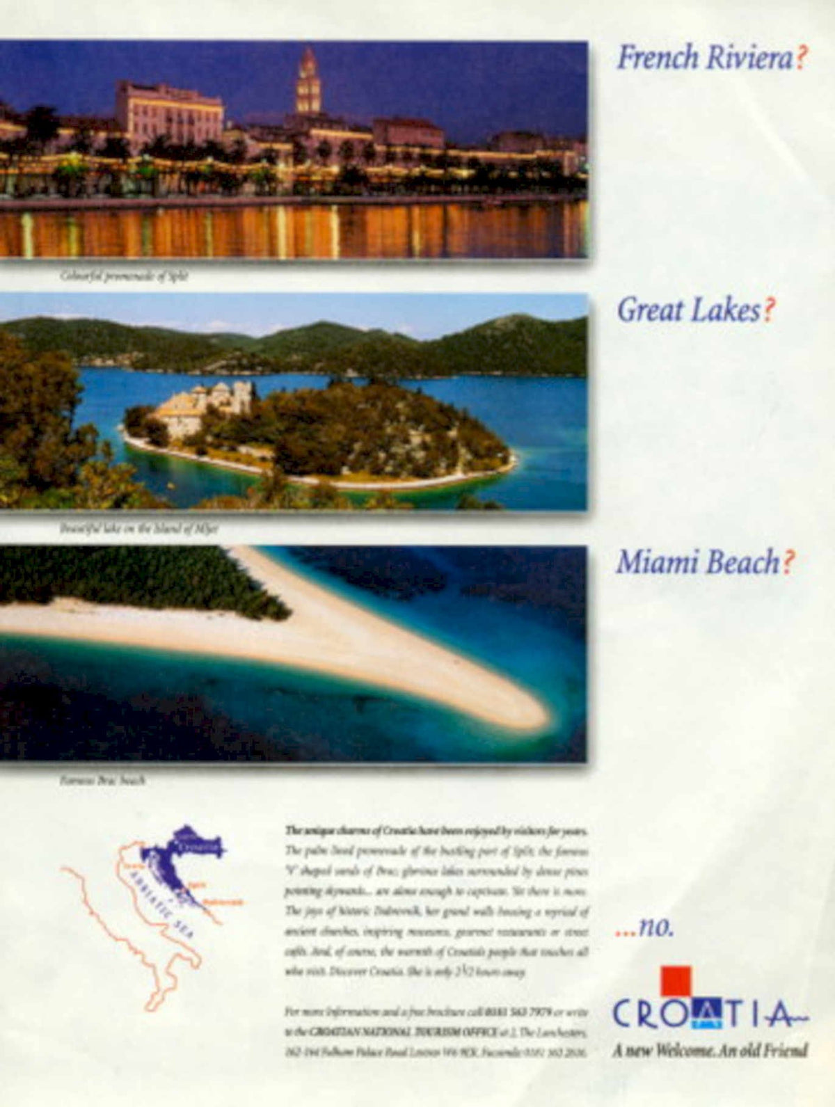 Croatia Adriatic Map 1990s Vintage Retro Advert