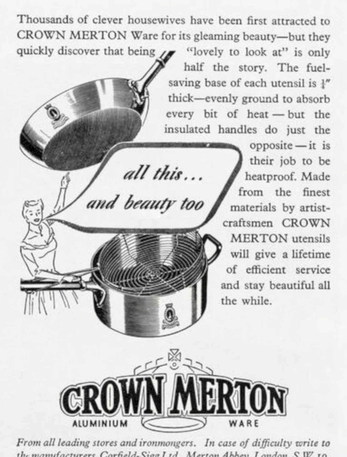 Crown Merton Ware Vintage Retro Advert Poster A4 Photo Print