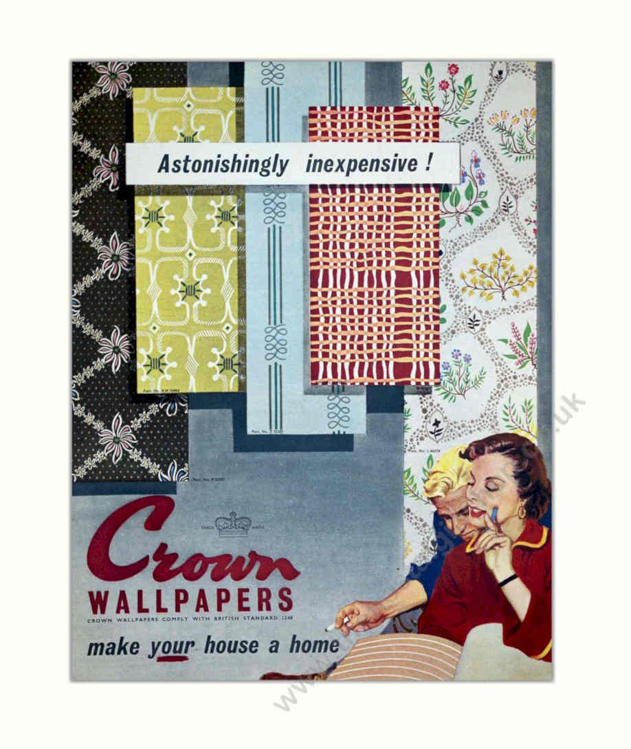 Crown Wallpaper 1950s Vintage Retro Advert Poster A4 Photo Print