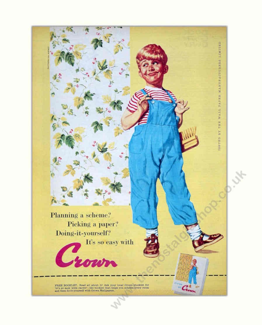 Crown Wallpaper Boy Vintage Retro Advert Poster A4 Photo Print