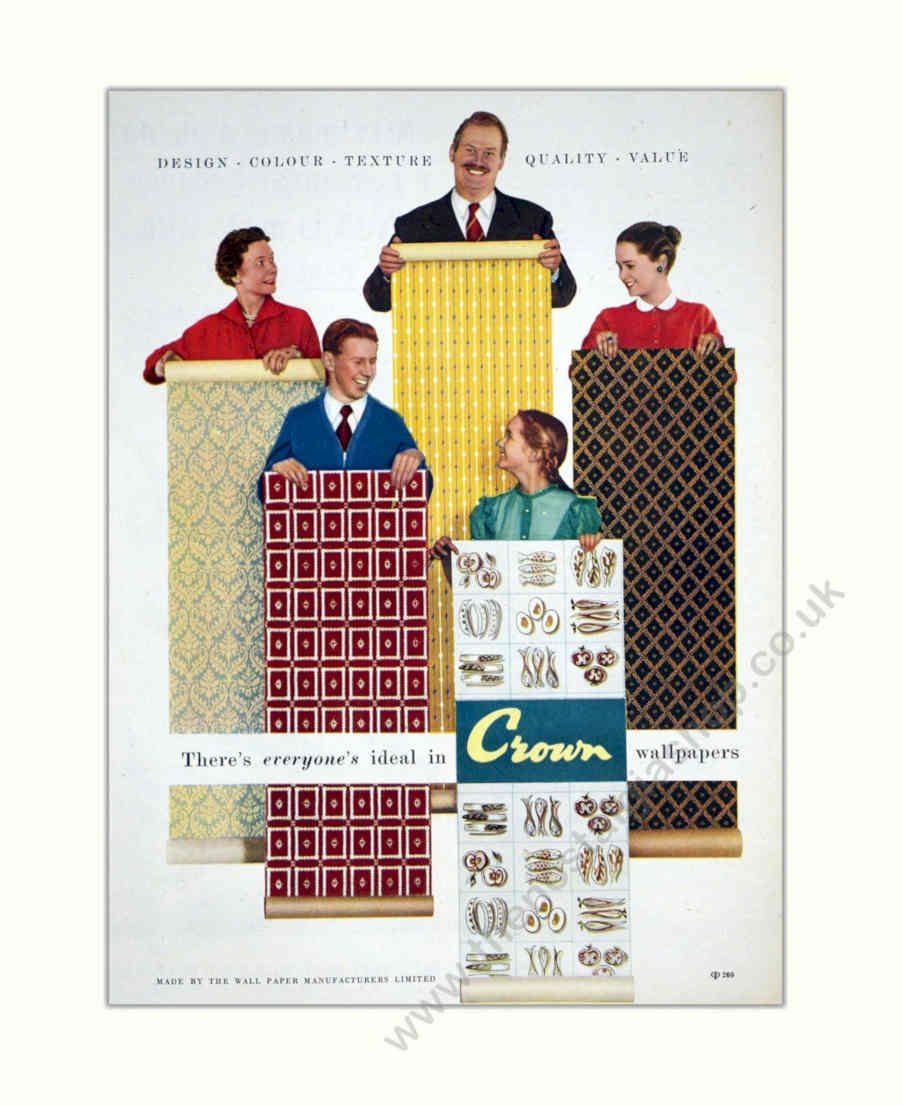 Crown Wallpaper Design Vintage Retro Advert Poster A4 Photo Print