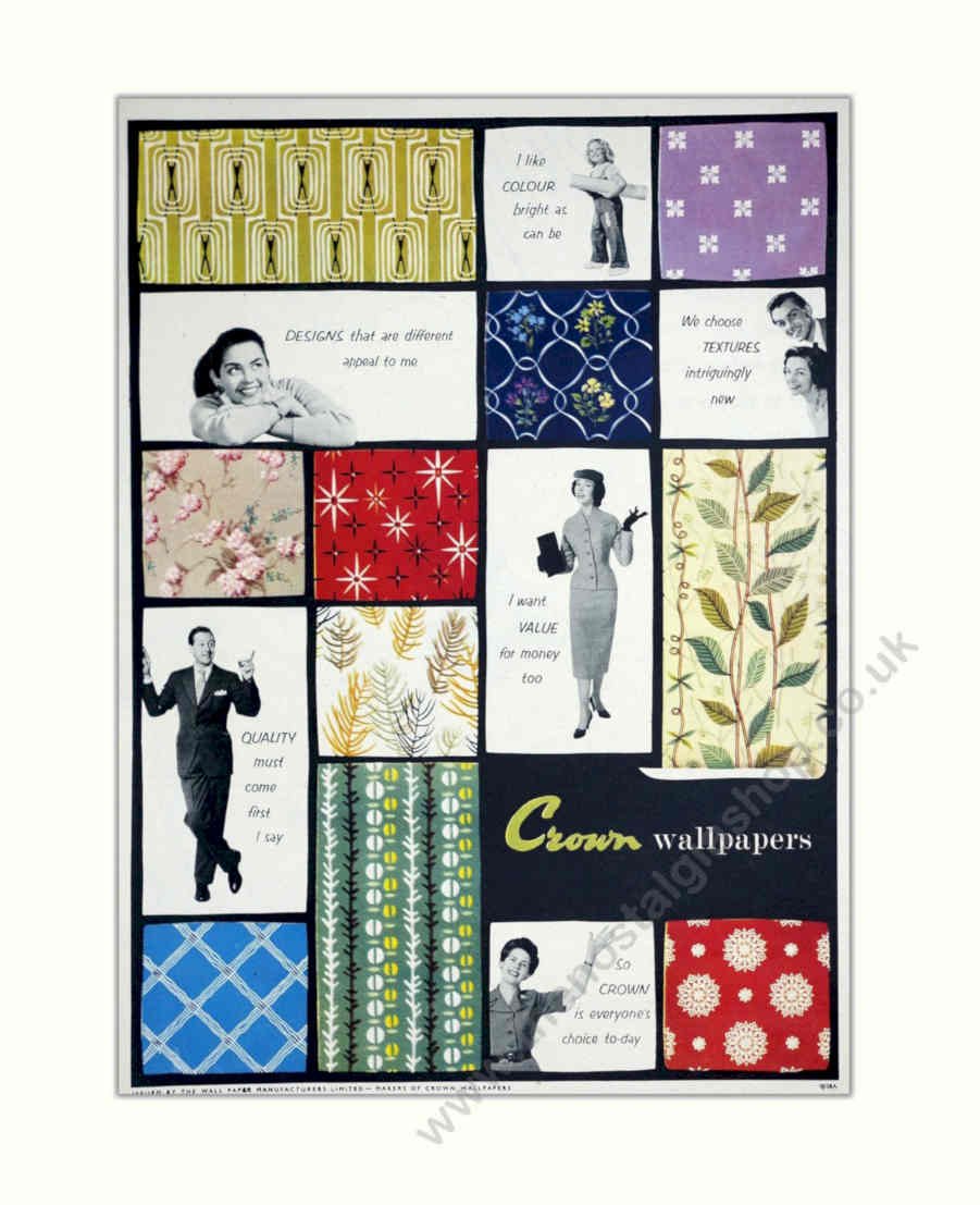 Crown Wallpaper Designs 2 Vintage Retro Advert Poster A4 Photo Print