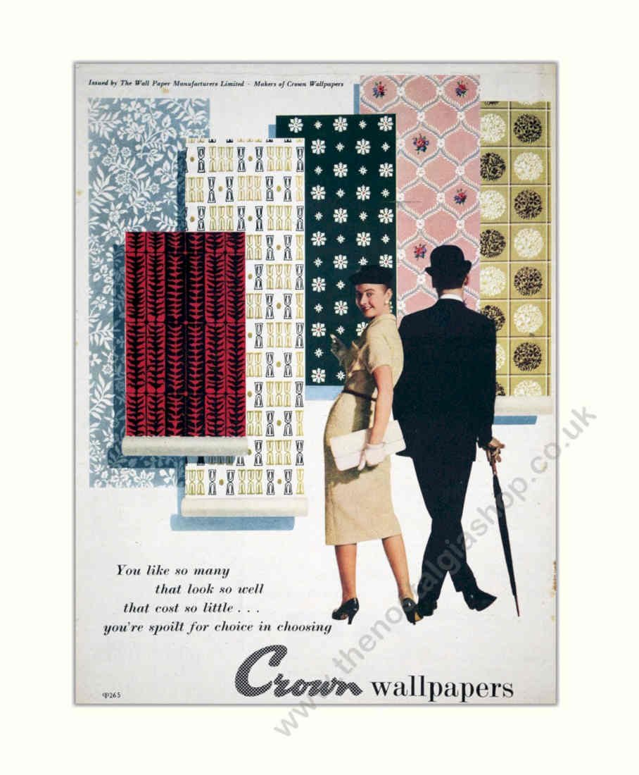 Crown Wallpaper Swatches Vintage Retro Advert Poster A4 Photo Print
