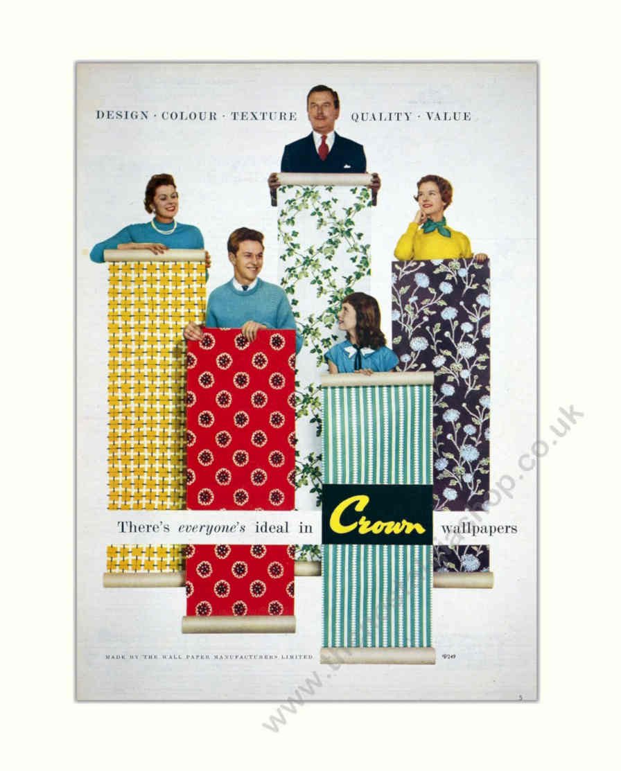 Crown Wallpapers Patterns Vintage Retro Advert Poster A4 Photo Print