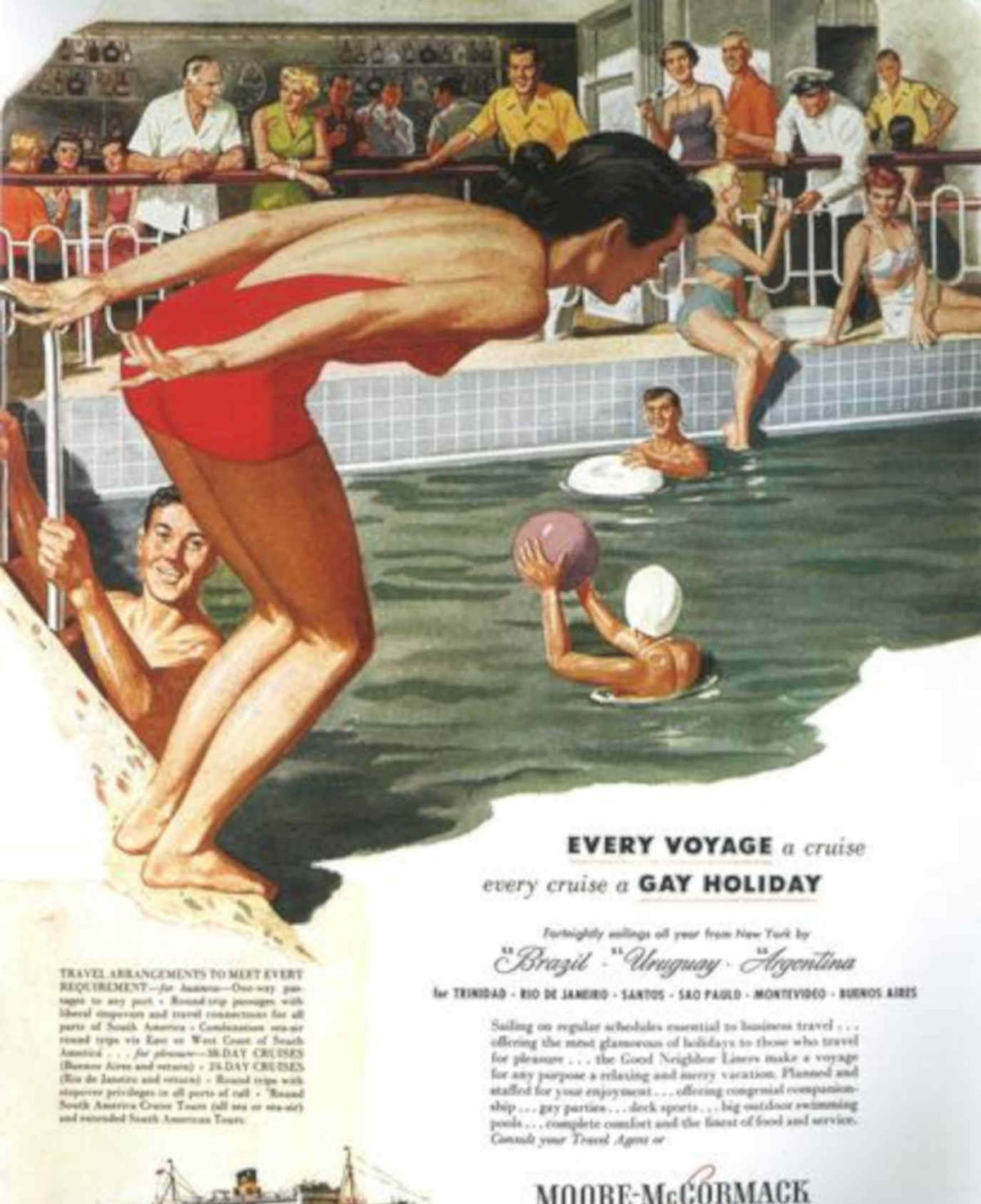 Cruise Pool Voyage Vintage Retro Advert Poster A4 Photo Print