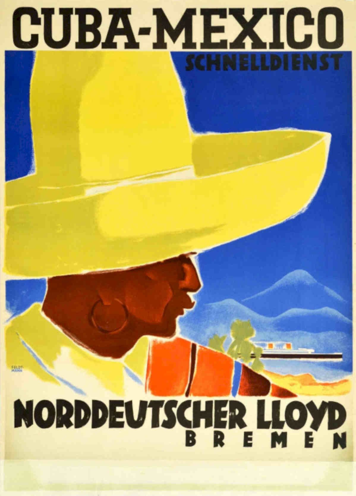 Cuba Mexico Schnelldienst Vintage Retro Advert Poster A4 Photo Print