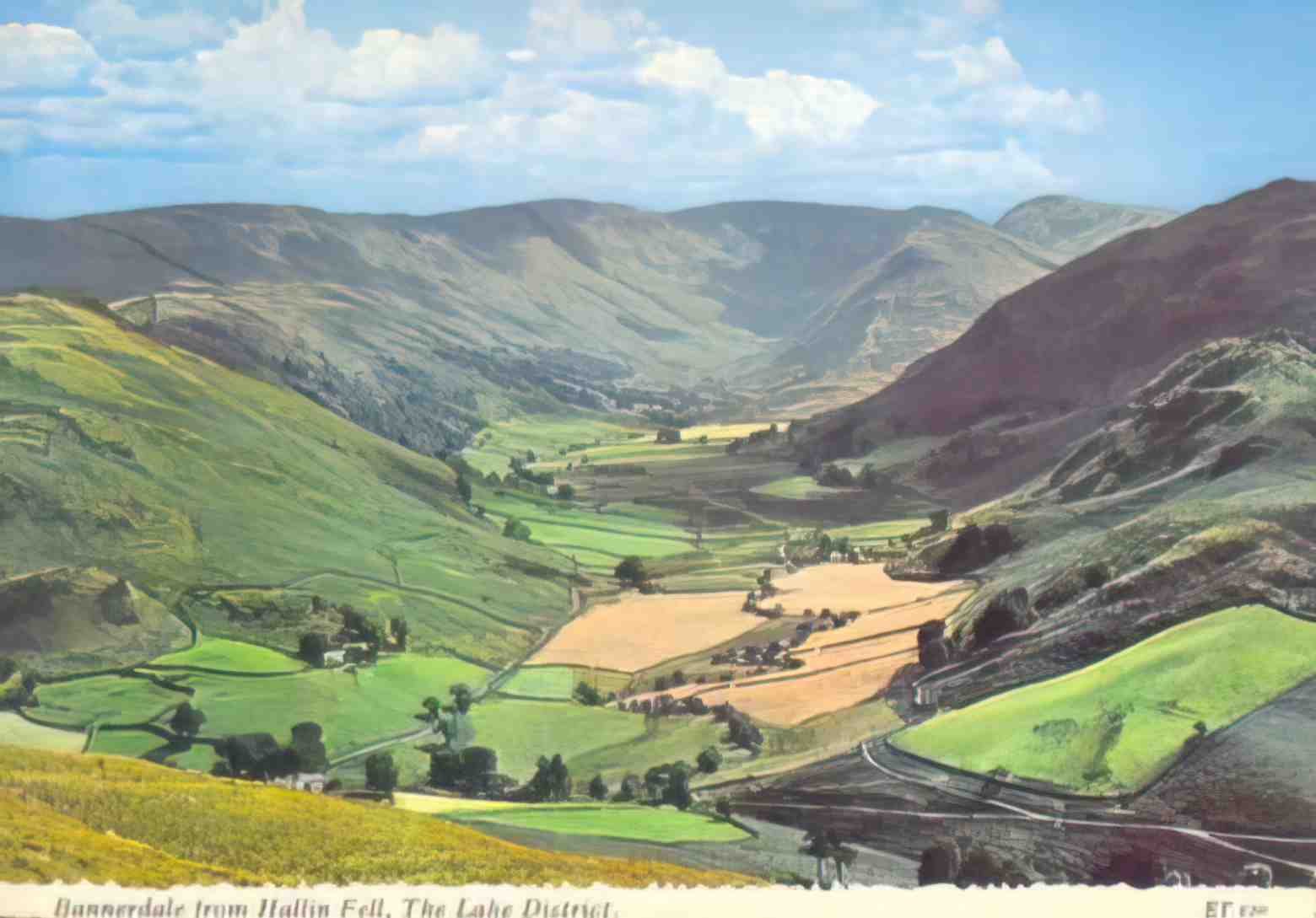 Cumbria Bannerdale from Hallin Fell Vintage A4 Photo Print