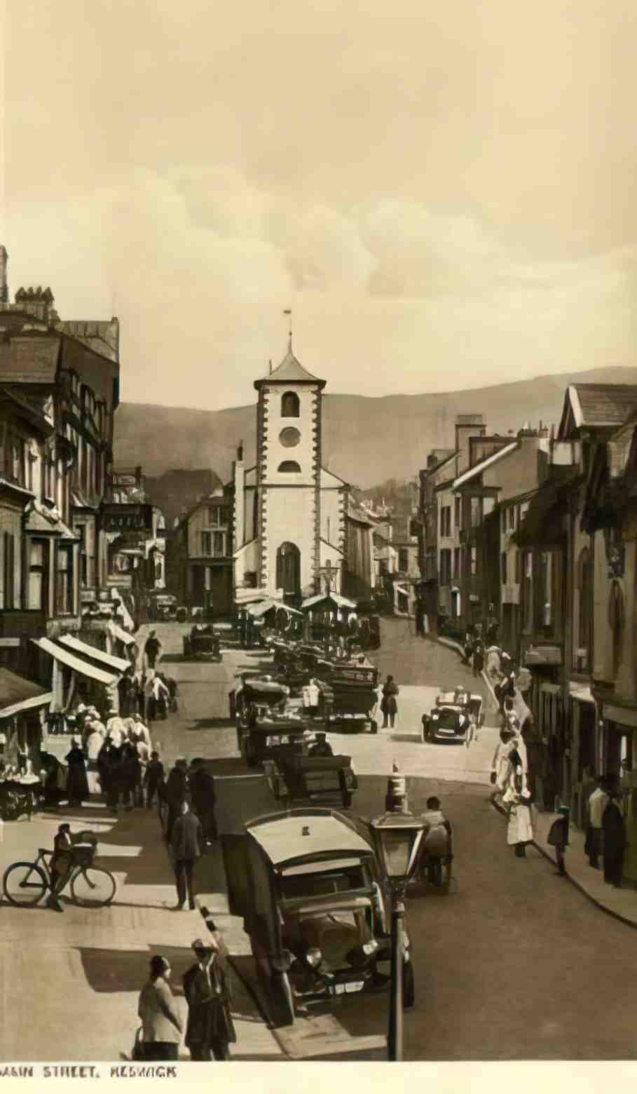 Cumbria Keswick Main Street Vintage A4 Photo Print