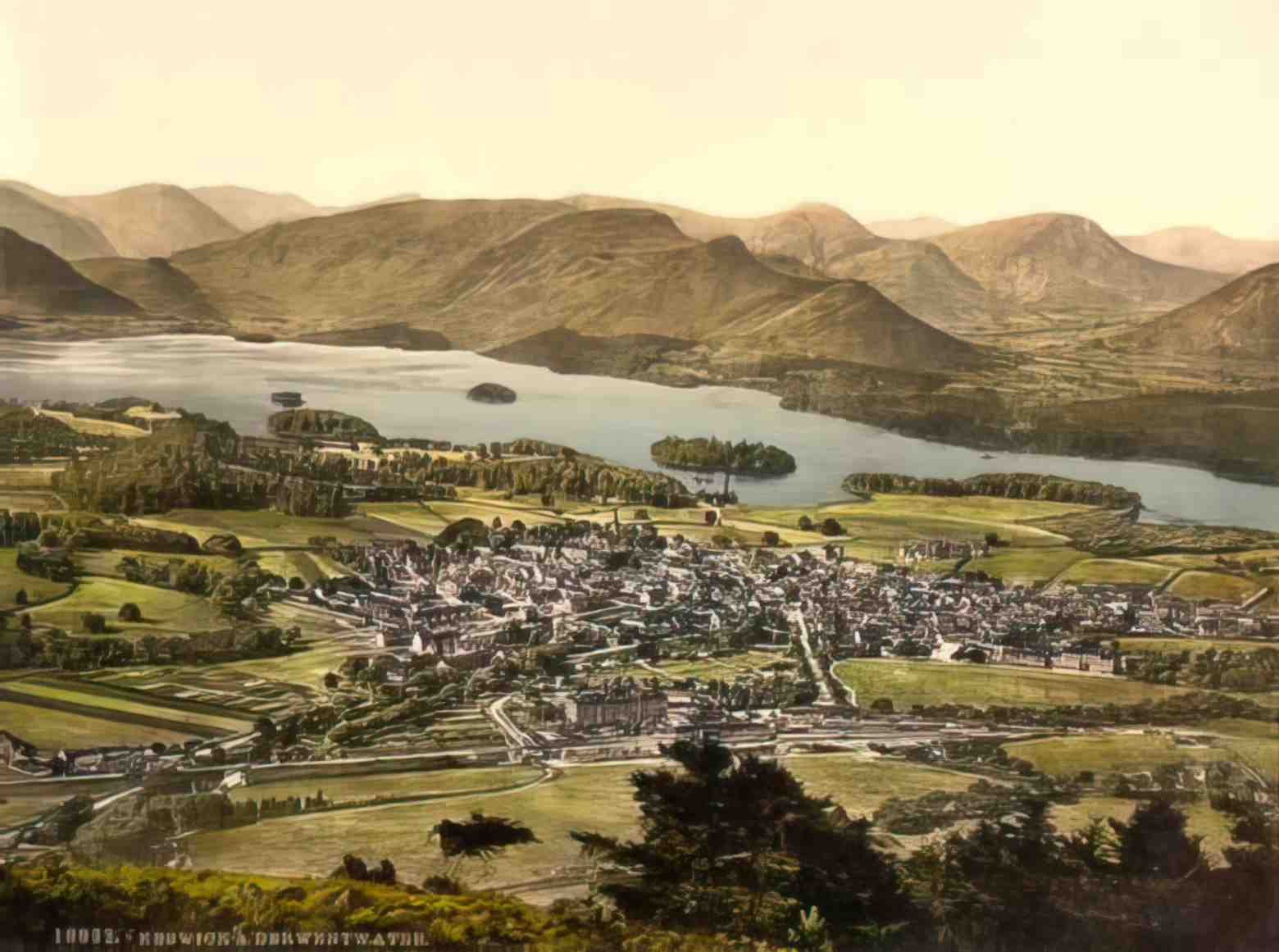Cumbria Keswick and Derwentwater Vintage A4 Photo Print