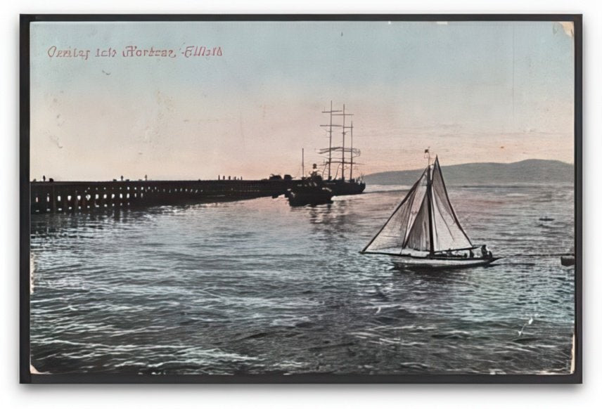 Cumbria Silloth Sailing Boat Coming Into Harbour By Pier Vintage A4 Photo Print