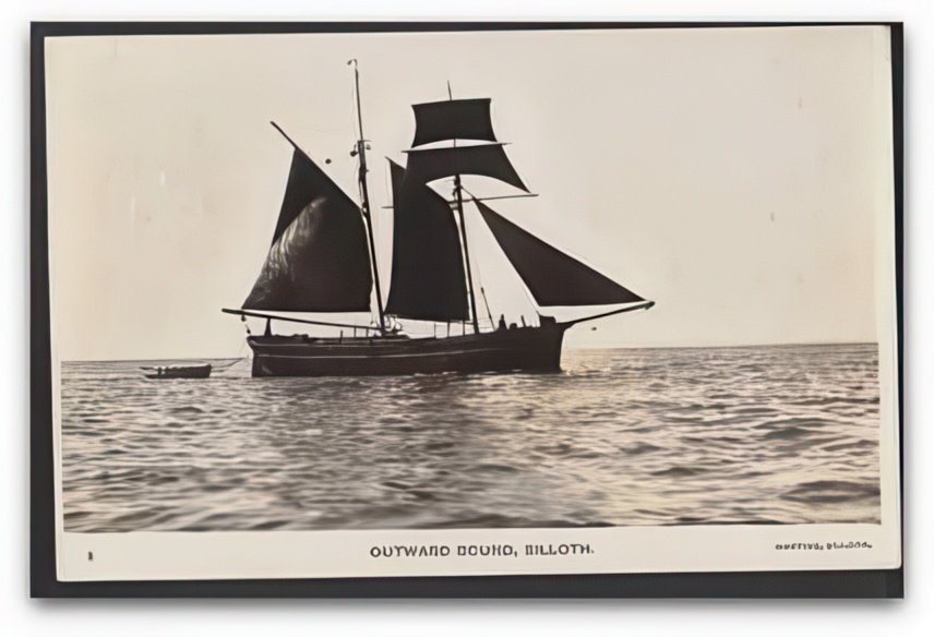 Cumbria Silloth Sailing Ship Outward Bound Full Sail Vintage A4 Photo Print
