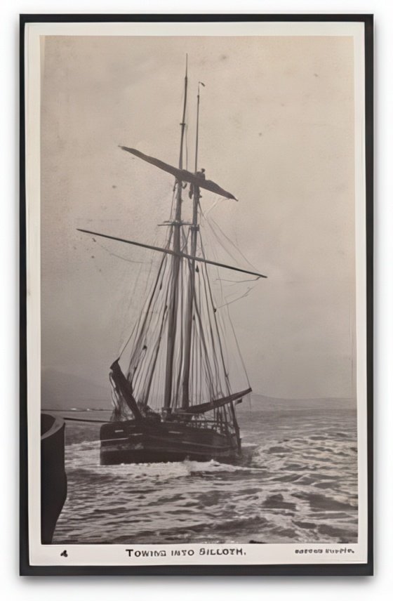 Cumbria Silloth Sailing Ship Scotia Being Towed Into Harbour Vintage A4 Photo Print