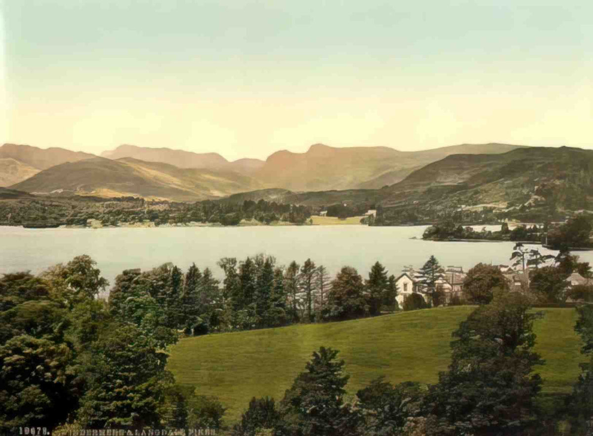 Cumbria Windermere and Langdale Pikes Vintage A4 Photo Print