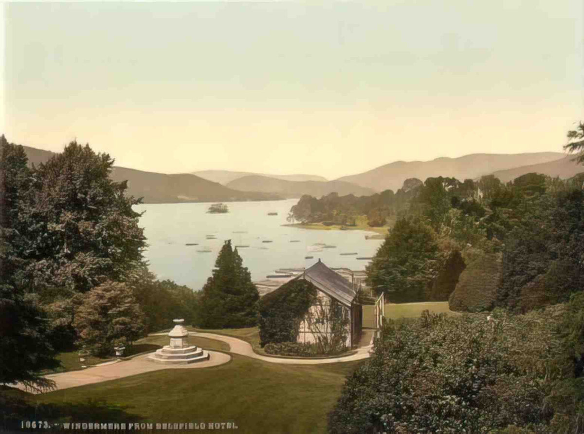 Cumbria Windermere from Belsfield Hotel Vintage A4 Photo Print