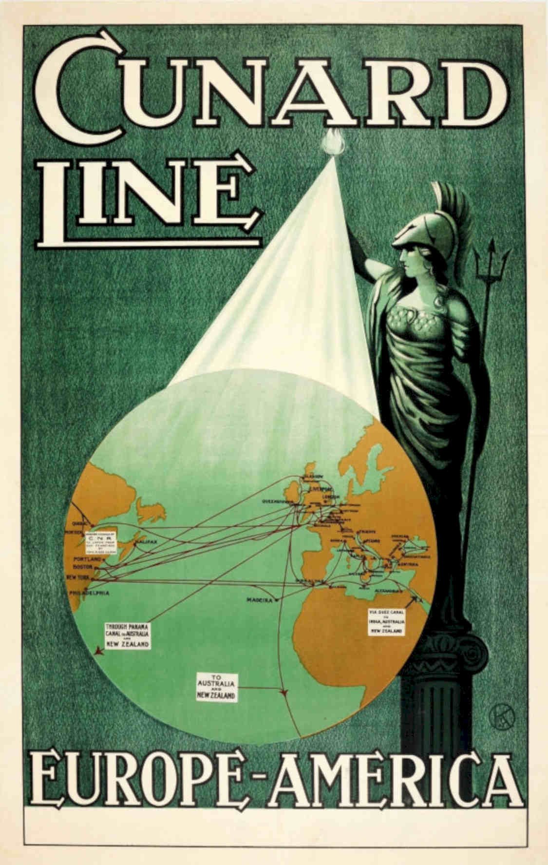 Cunard Globe Europe Vintage Retro Advert Poster A4 Photo Print