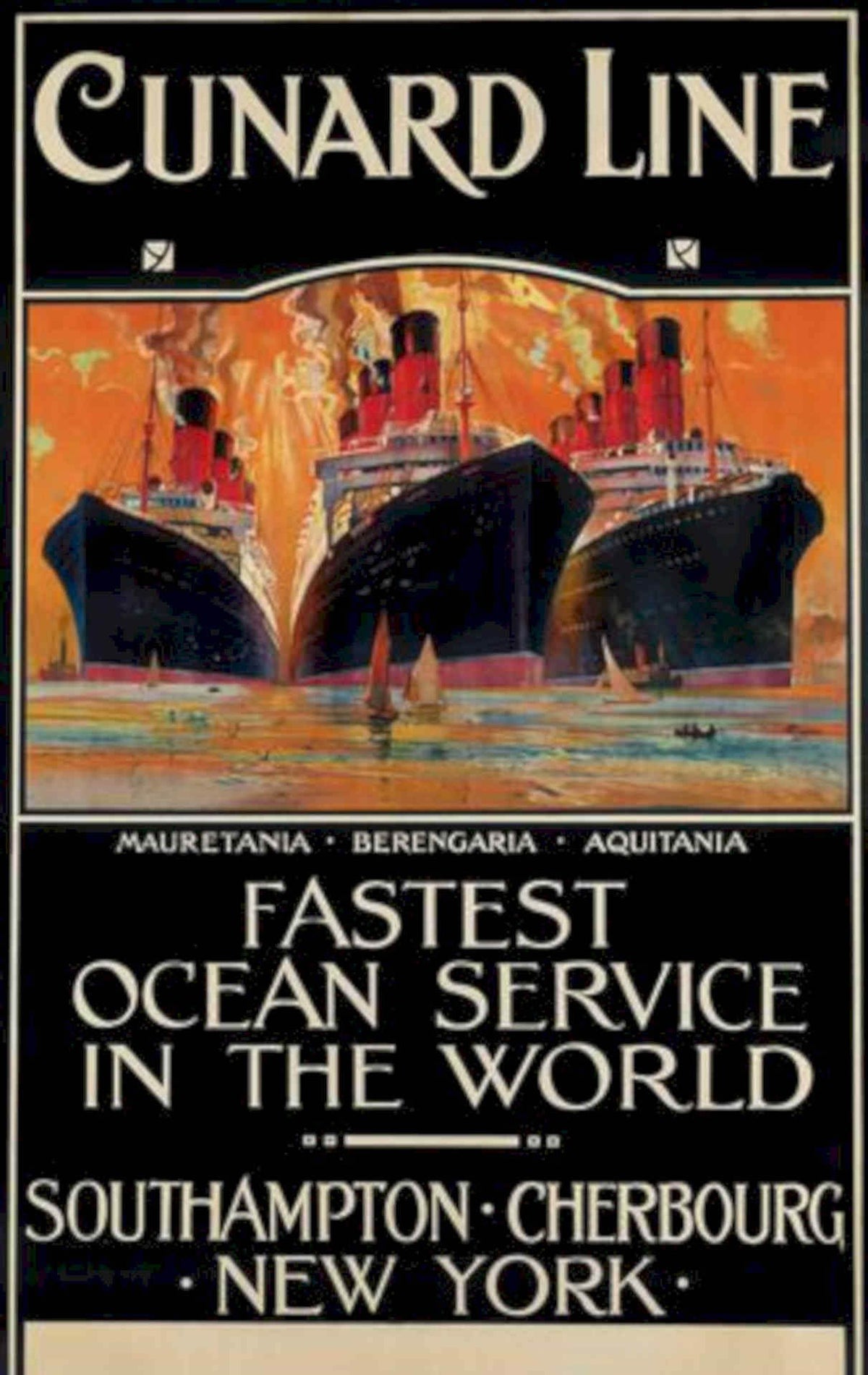 Cunard Liners Sunrise Vintage Retro Advert Poster A4 Photo Print