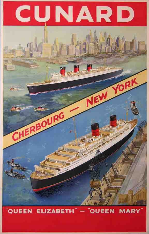 Cunard Queen Elisabeth Queen Mary Cherbourg New York A4 12X8 Aluminium A4 Photo Print