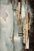 Currier & Ives Print c1856 1907 Steamboats passing at midnight on Long Island A4 Photo Print