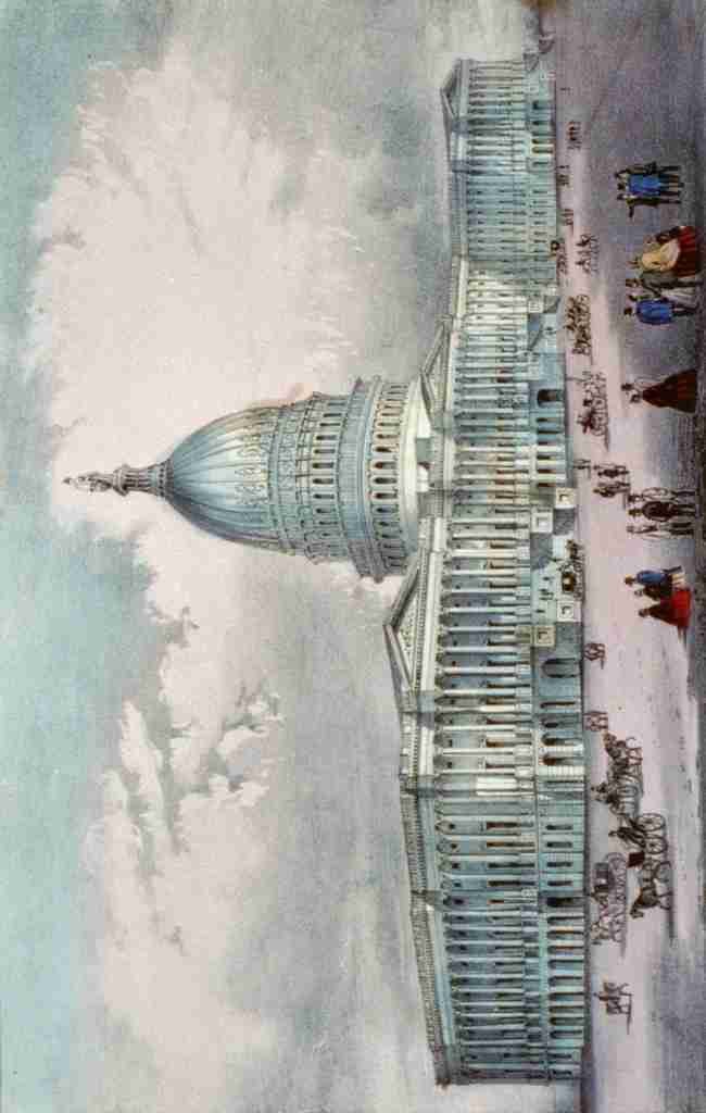 Currier & Ives Print c1860 United States Capitol Washington DC A4 Photo Print