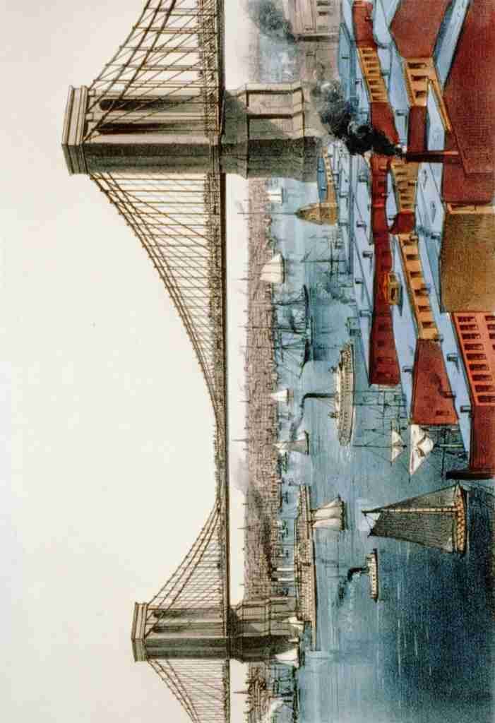 Currier & Ives Print c1872 Brooklyn Bridge A4 Photo Print