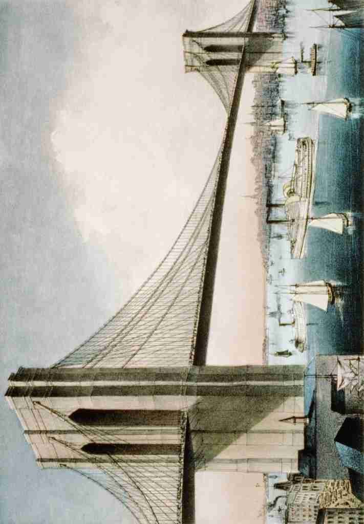 Currier & Ives Print c1881 Brooklyn Bridge A4 Photo Print