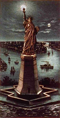 Currier & Ives Print c1884 Statue of Liberty at night A4 Photo Print