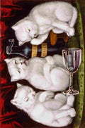 Currier & Ives Three Jolly Kittens after the feast c1871 A4 Photo Print