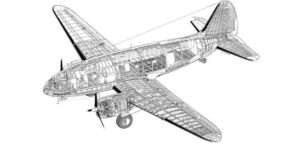 Curtiss C 46 Commando cutaway A4 Photo Print