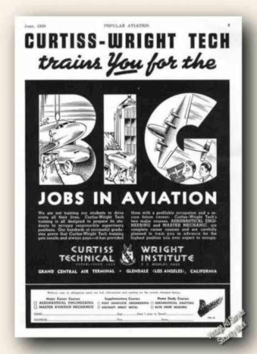 Curtiss Wright Aviation Vintage Retro Advert Ads A4 Photo Print