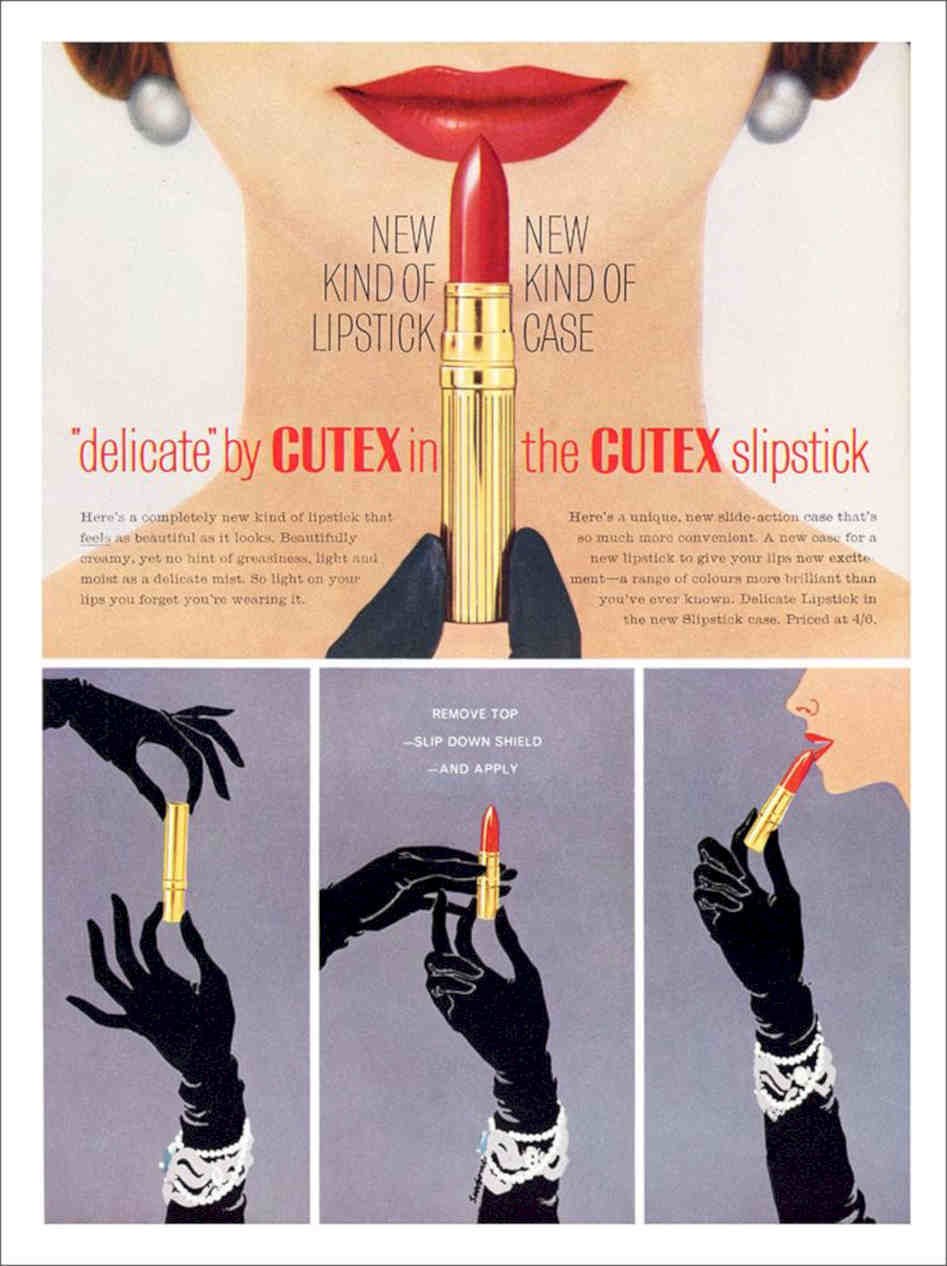Cutex Lipstick 1960 Vintage Retro Advert Poster A4 Photo Print