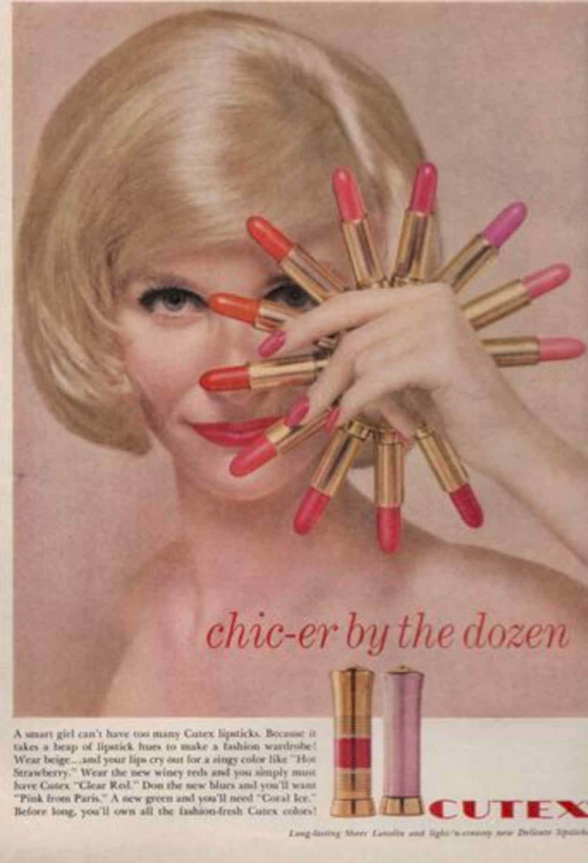 Cutex Lipstick Dozen Vintage Retro Advert Poster A4 Photo Print