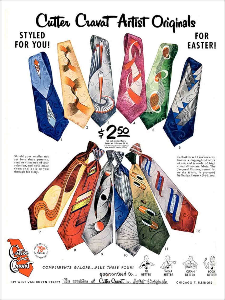 Cutter Cravat Ties Menswear Advert 1953 Vintage Retro Advert Poster A4 Photo Pr