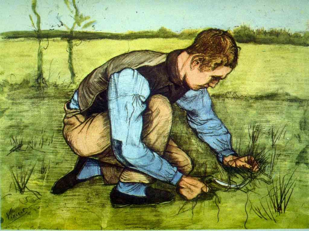 Cutting Grass Van Gogh A4 Photo Print
