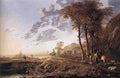 Cuyp Aelbert Evening Landscape With Horsemen And Shepherds A4 Photo Print