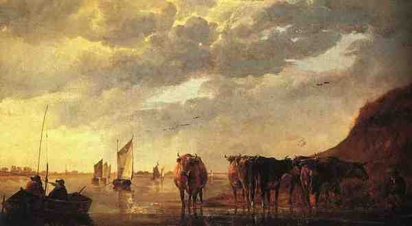 Cuyp Aelbert Herdsman With Cows By A River A4 Photo Print