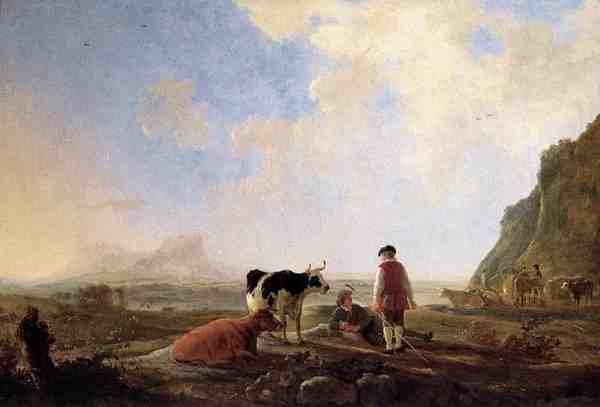 Cuyp Aelbert Herdsmen With Cows A4 Photo Print