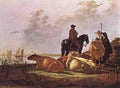 Cuyp Aelbert Peasants With Four Cows By The River Merwede A4 Photo Print